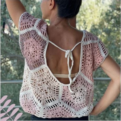 Vanessa Crochet Top Pattern – Open Back Crochet Blouse