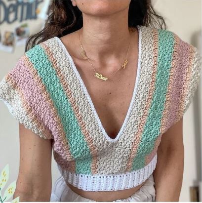 Serena Crochet Vest Pattern – V Neck Striped Tank Top