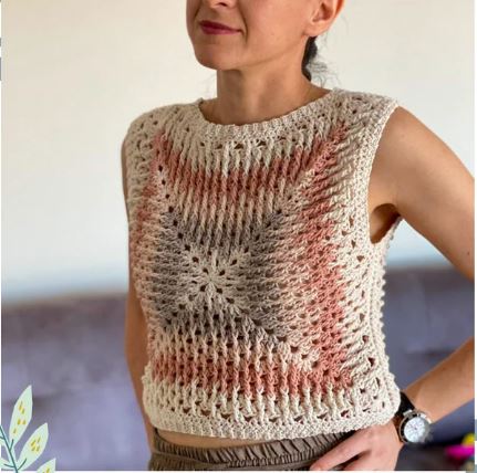 Mosaic Crochet Vest Pattern – Sleeveless Textured Tank Top