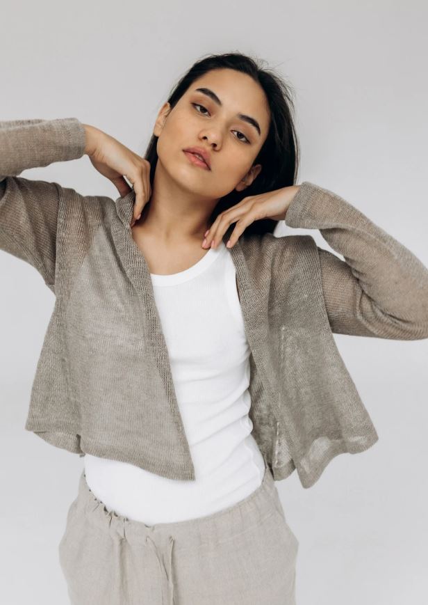 Linen Knit Cardigan for Women – Lightweight Boho Summer Sweater, Casual Layering Top