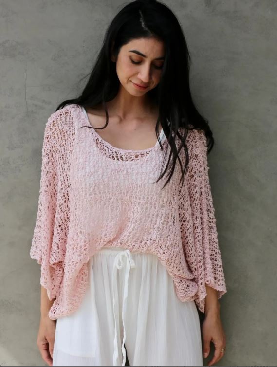 Loose Knit Crochet Summer Top – Lightweight Boho Pullover for Women