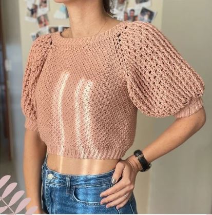 Stella Tee Crochet Pattern – Puff Sleeve Crochet T-Shirt