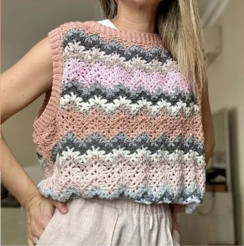Amelia Crochet Top Pattern – Striped Sleeveless Vest