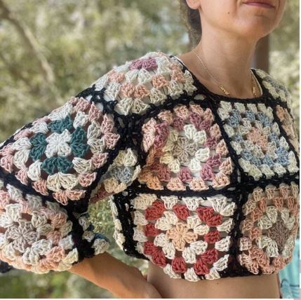 Granny Lace Crochet Top Pattern – Colorful Patchwork Sweater