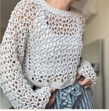 Amber Crochet Top Pattern – Lacy Long Sleeve Crochet Sweater