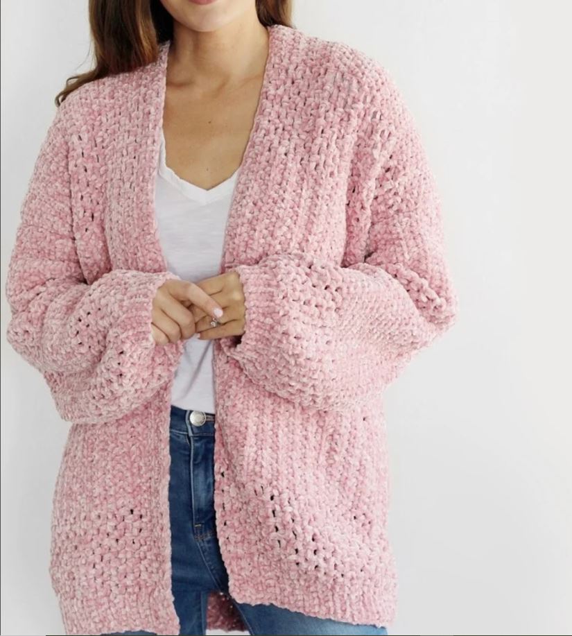 Delaney Velvet Cardigan Crochet Pattern – Chunky Oversized Women’s Sweater PDF
