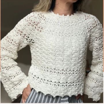 Flora Crochet Top Pattern – Lacy Long Sleeve Sweater