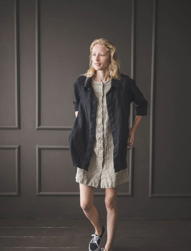Linen Cardigan Heavy Flax – Women’s Shirt Jacket with Pockets | Lightweight Linen Jacket