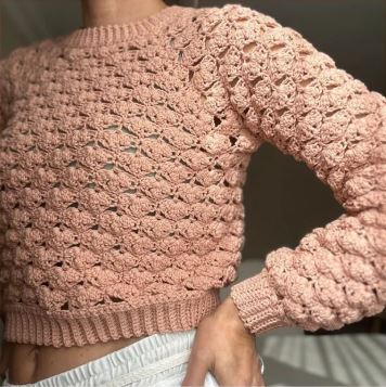 Grace Crochet Top Pattern – Textured Puff Stitch Sweater